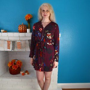 Maroon Floral Shift Dress